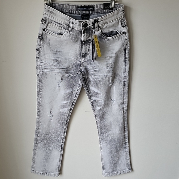 Men's Slim Straight Fit Gray Denim 30x30 - Picture 3 of 9